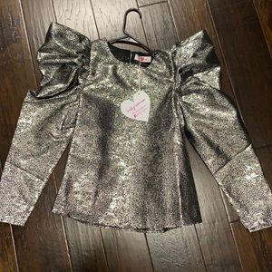 ROSIE EXAGGERATED PUFF SLEEVE TOP - ALUMINUM from BUDDY LOVE